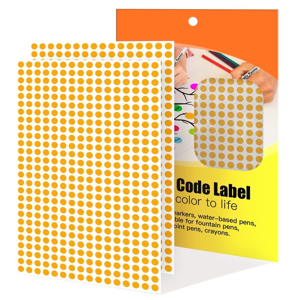 2110 0.25 Inch Fluorescent Orange Color Coding Stickers Dot,4200 PCS Small